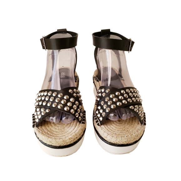 ASOS Black Ankle Strap Studded Platform Sandals - Picture 9 of 13